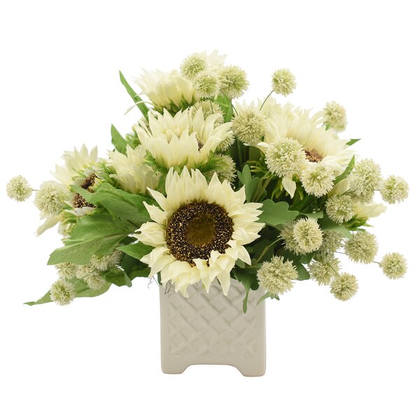 Creative Displays Inc Sunflower And Pom Poms Arrangement Perigold